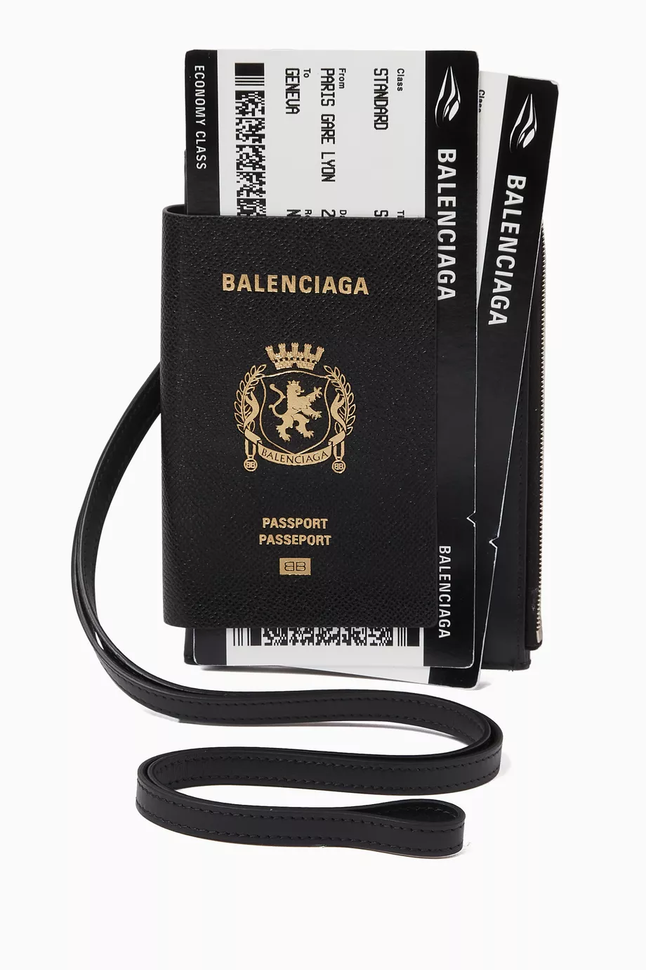 小物 BALENCIAGA PASSPORT PHONE HOLDER Buy Balenciaga Black Logo-print Passport Phone Holder in Calfskin