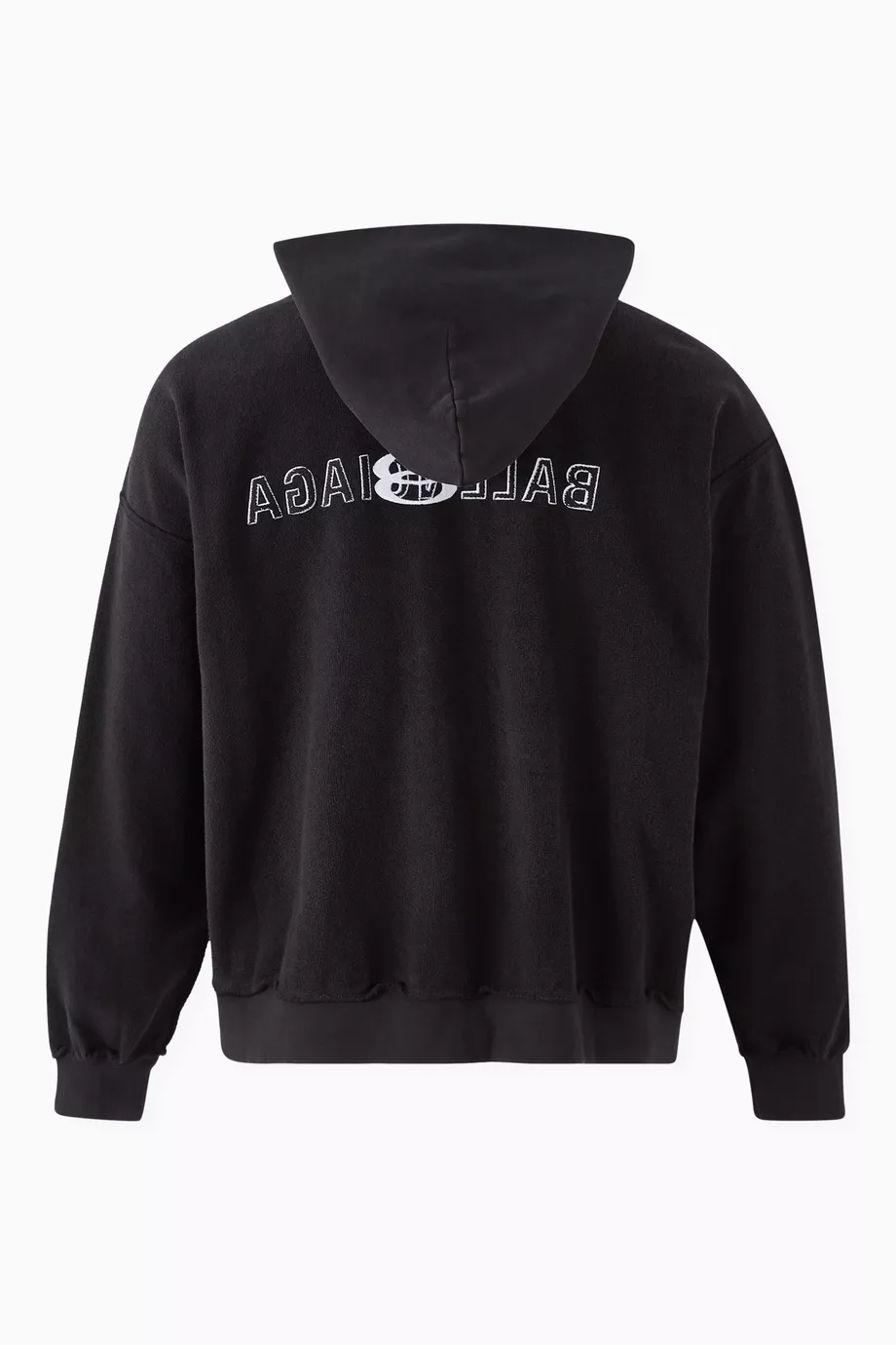 Buy Balenciaga Black Unisex Inside-out Zip Hoodie in Cotton-fleece