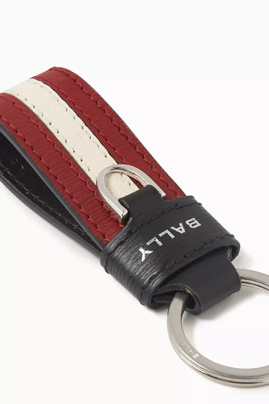 Buy Bally Black Logo Stripe Key Ring in Leather for Men Online