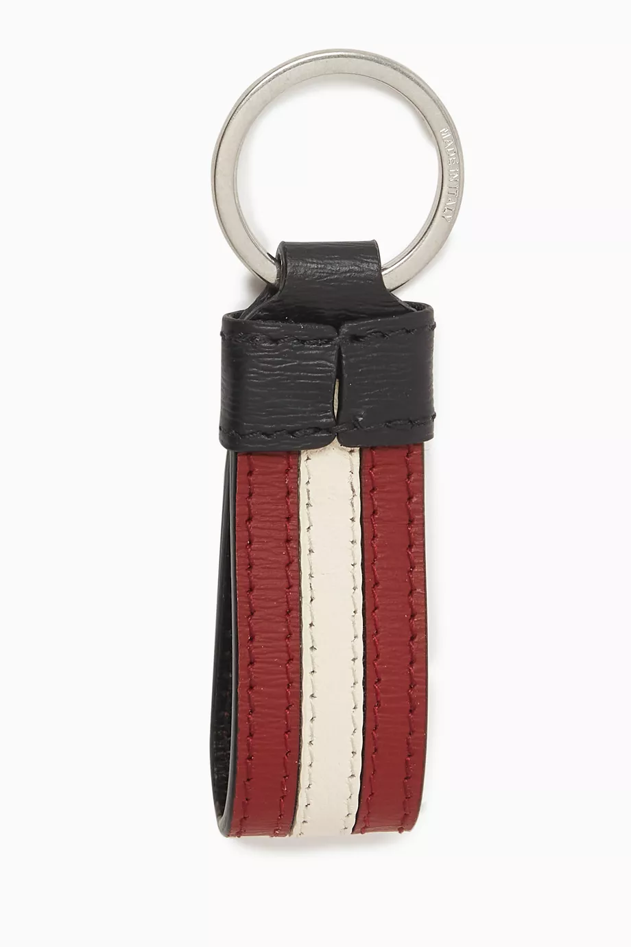 Buy Bally Black Logo Stripe Key Ring in Leather for Men Online