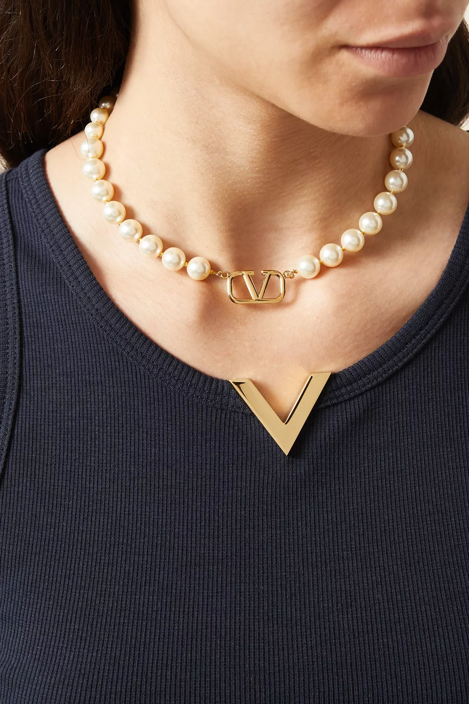 ネックレス・ペンダント Valentino Garavani Collana Vlogo Con Perle E Swarowski Vlogo Signature Necklace With Pearls And Swarovski® Crystals