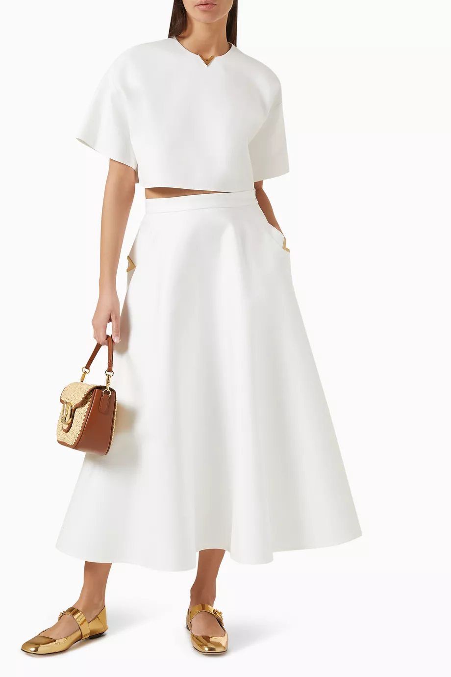 スカート VALENTINO Woman Skirt White 6B3RACH891M QYY Valentino Skirt Gold Womens Valentino