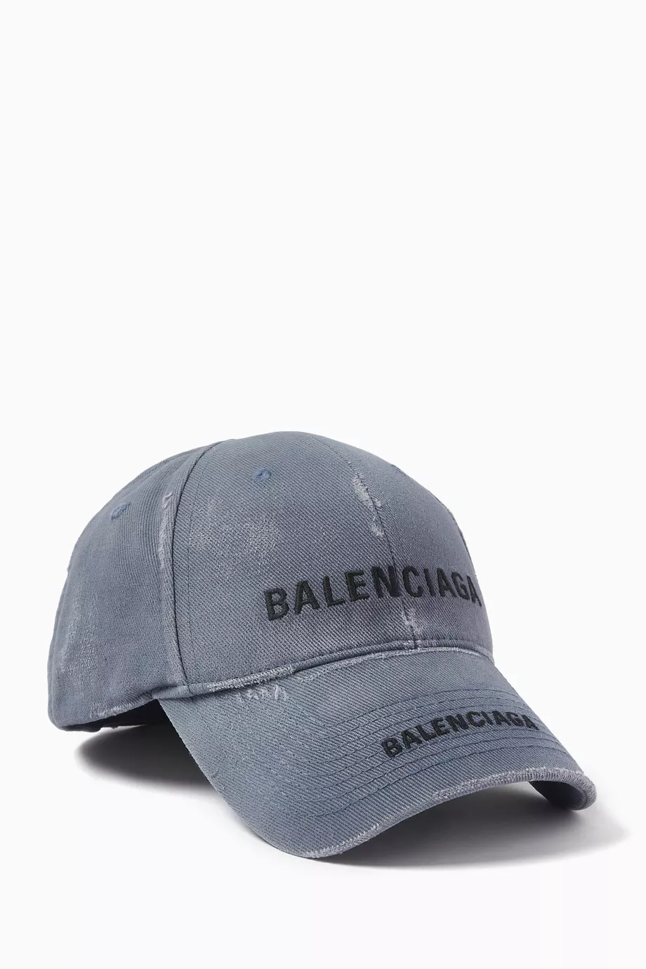 Buy Balenciaga Blue Unisex Distressed Logo Cap in Cotton for UNISEX Online Ounass Kuwait