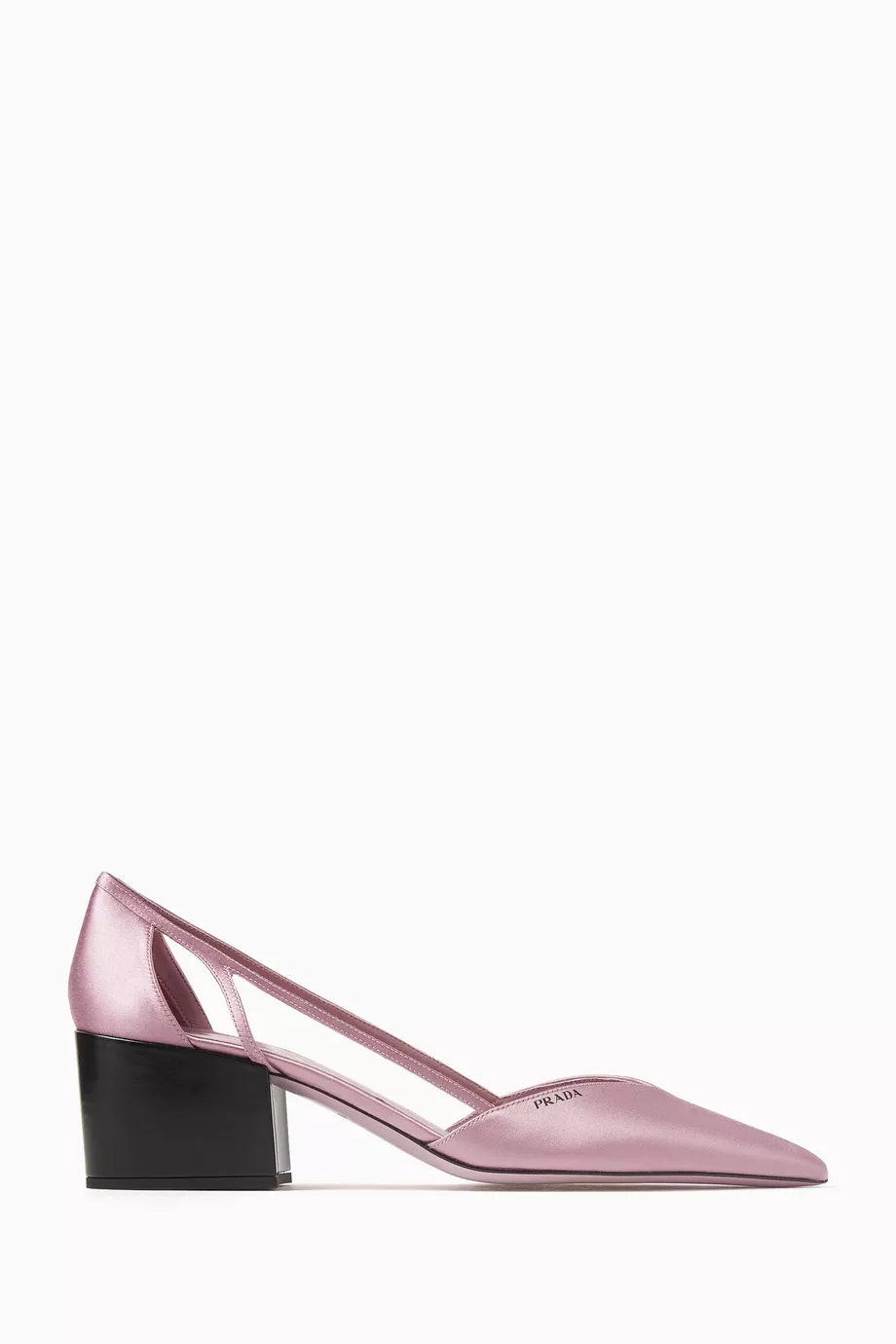 Buy Prada Purple Logo Cut-out Pumps in Satin for Women