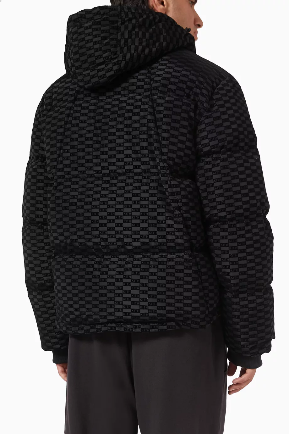 Buy Kith Black Monogram Midi Puffer Jacket in Nylon for Men Online