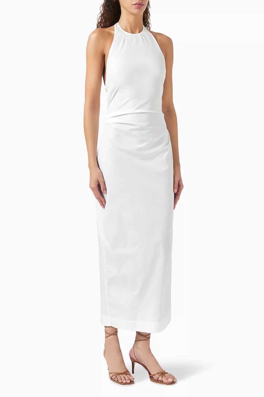 Buy Enza Costa White Halterneck Maxi Dress in Cotton-poplin for Women  Online | Ounass Kuwait