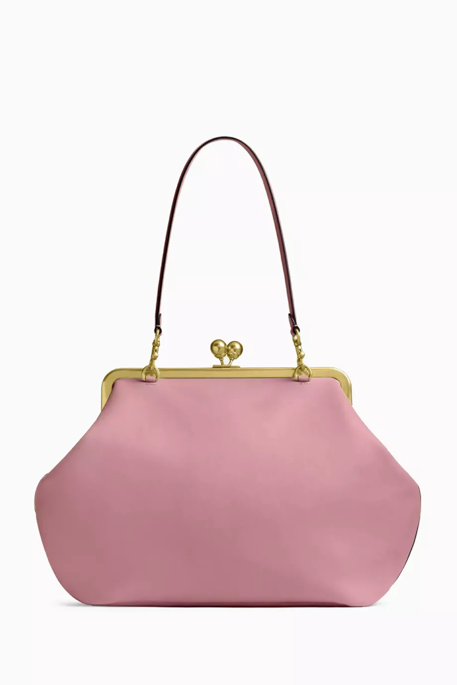 バッグ COACH Kiss Lock Handbag Pink Leather バッグ COACH Kiss Lock Handbag Pink Leather Coach Pink