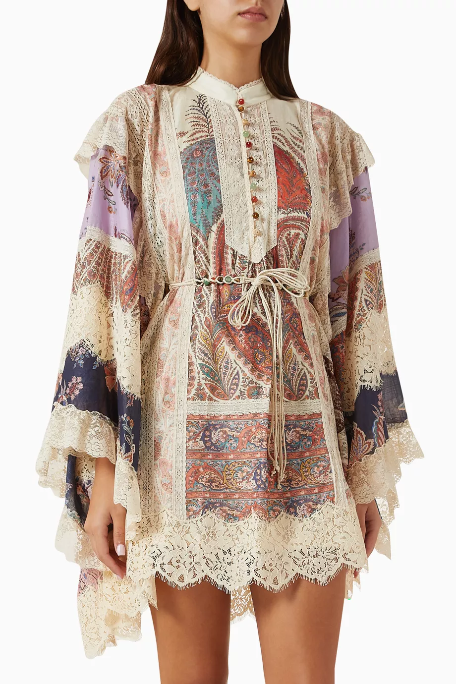 Buy Zimmermann Multicolour Rhiannon Billow Mini Dress in