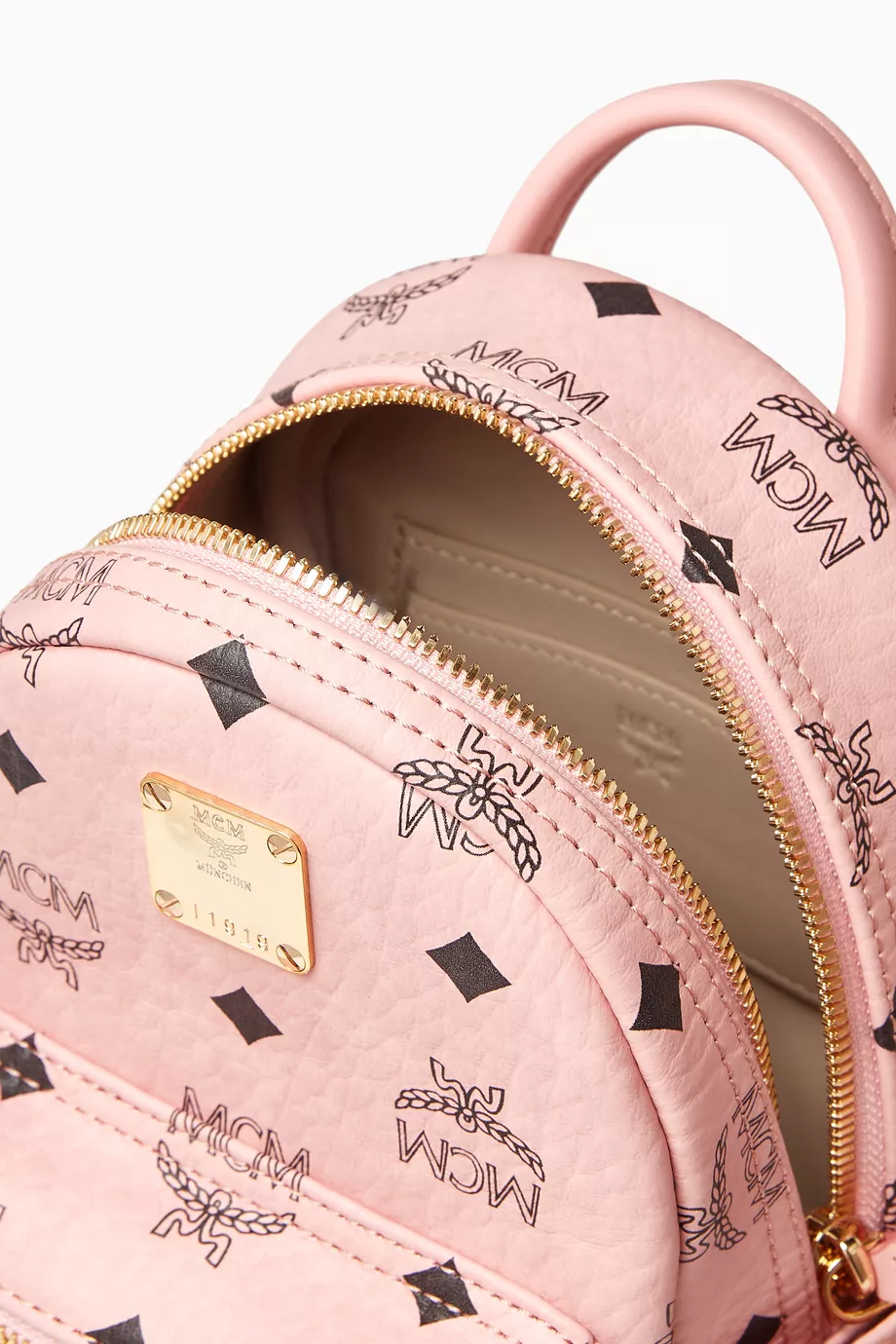 authentic mcm mini backpack Essential Visetos Original Small Soft Pink One Size including exterior pockets to stow sunglasses or small essentials Mini Backpack Mcm Backpack Detachable