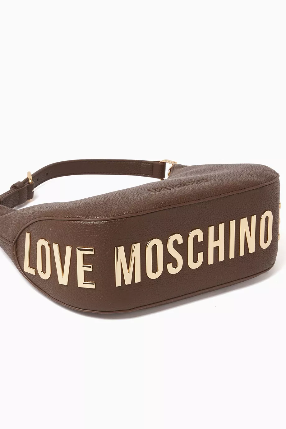Buy Love Moschino Brown Large Shoulder Bag in Grained Faux  display picture 3