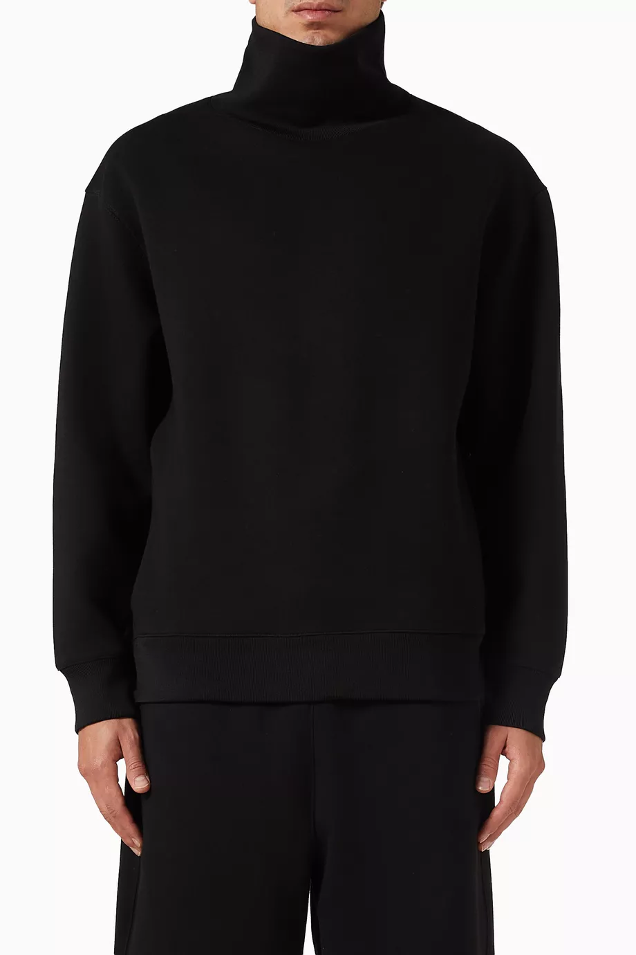 Buy COS Black Funnel-neck Sweatshirt in Scuba for Men Online