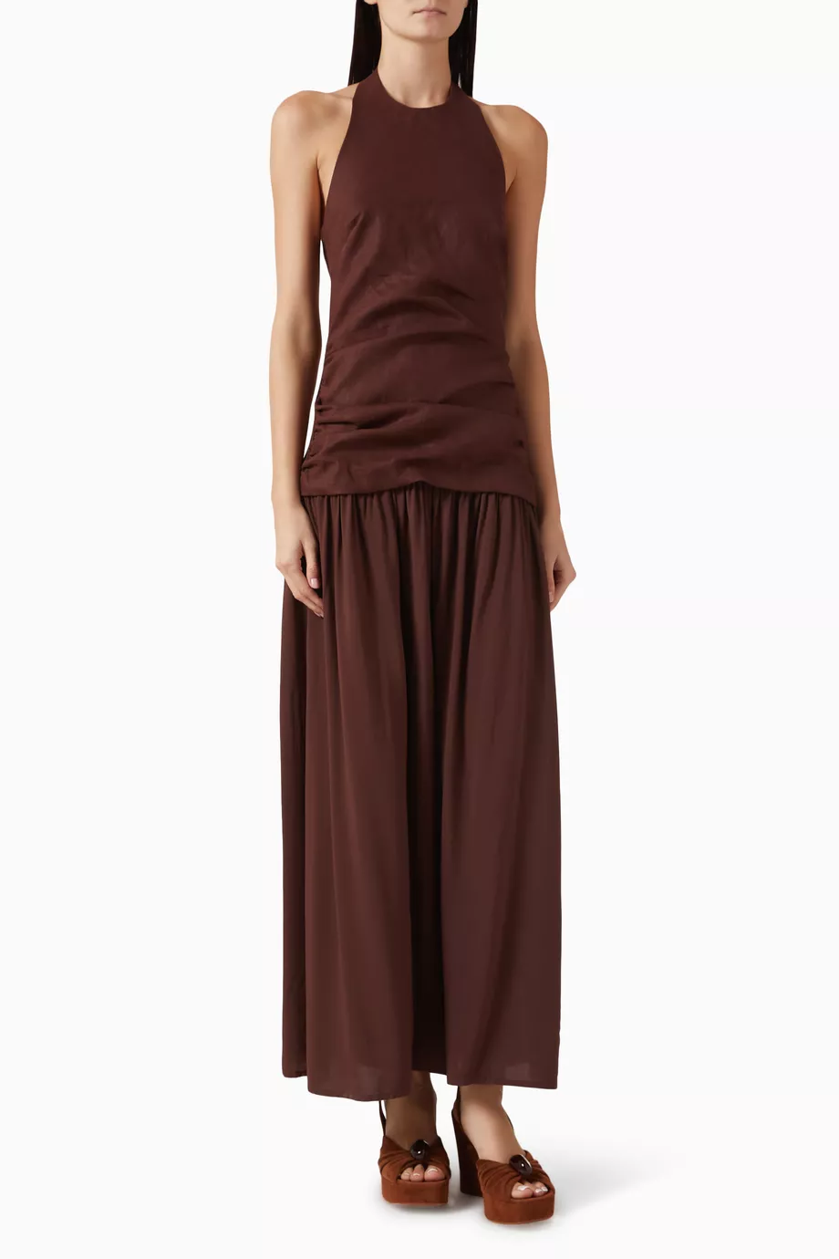 Buy Faithfull The Brand Brown Tali Halterneck Dress in Linen for Women  Online | Ounass Kuwait
