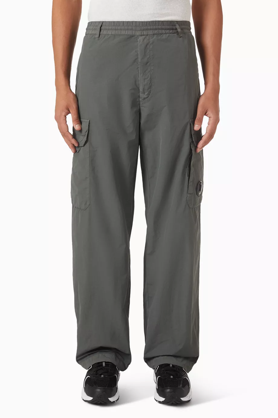 Buy C.P. Company Grey Cargo Lens Pants in Flatt Nylon for Men