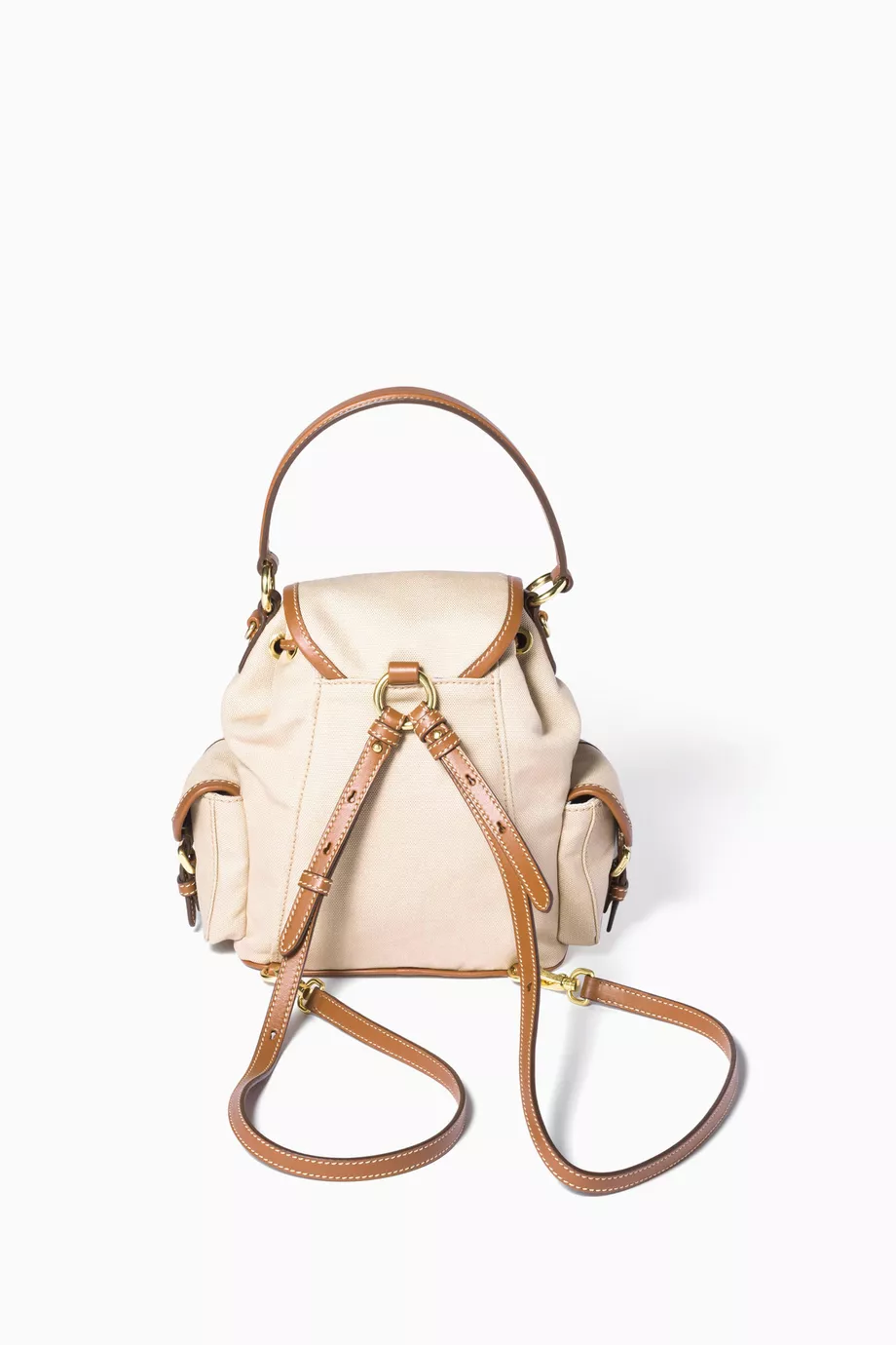 Buy Miu Miu Neutral Logo Backpack in Canvas & Leather for Women